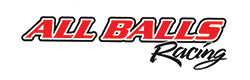All Balls Racing logo with "ALL BALLS" in bold red letters and "Racing" in black cursive script underneath.