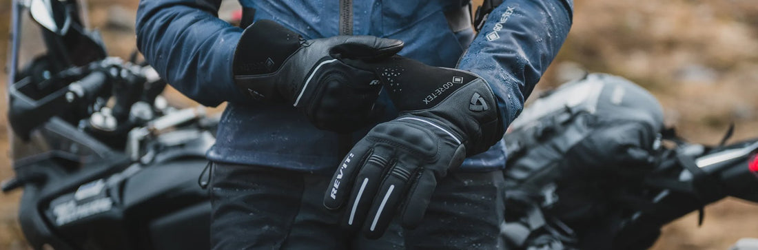 women wearing motorcycle rev'it gloves 