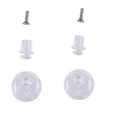 The AFHS-01 Pinlock/T-Off Pins by ALPINESTARS include two transparent plastic childproof cabinet locks with Supertech R-10 technology and screws. Featuring circular knobs, two cylindrical latches, and Tear Off Pins for enhanced security. Designed for cabinet doors, set against a white background.