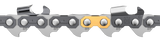 Close-up of the Husqvarna Chain Loop 3/8” .058" Chisel - X-Cut® C85S, featuring alternating silver and gray links with a standout gold link, all connected by durable metal rivets for optimal cutting performance.