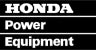 Logo of Honda Power Equipment. The image features the word "HONDA" in bold, white capital letters at the top, with "Power" and "Equipment" written underneath in smaller white capital letters, all on a black background.