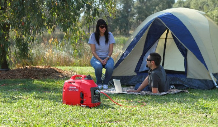 Quiet Camping Generator, powering a laptop.