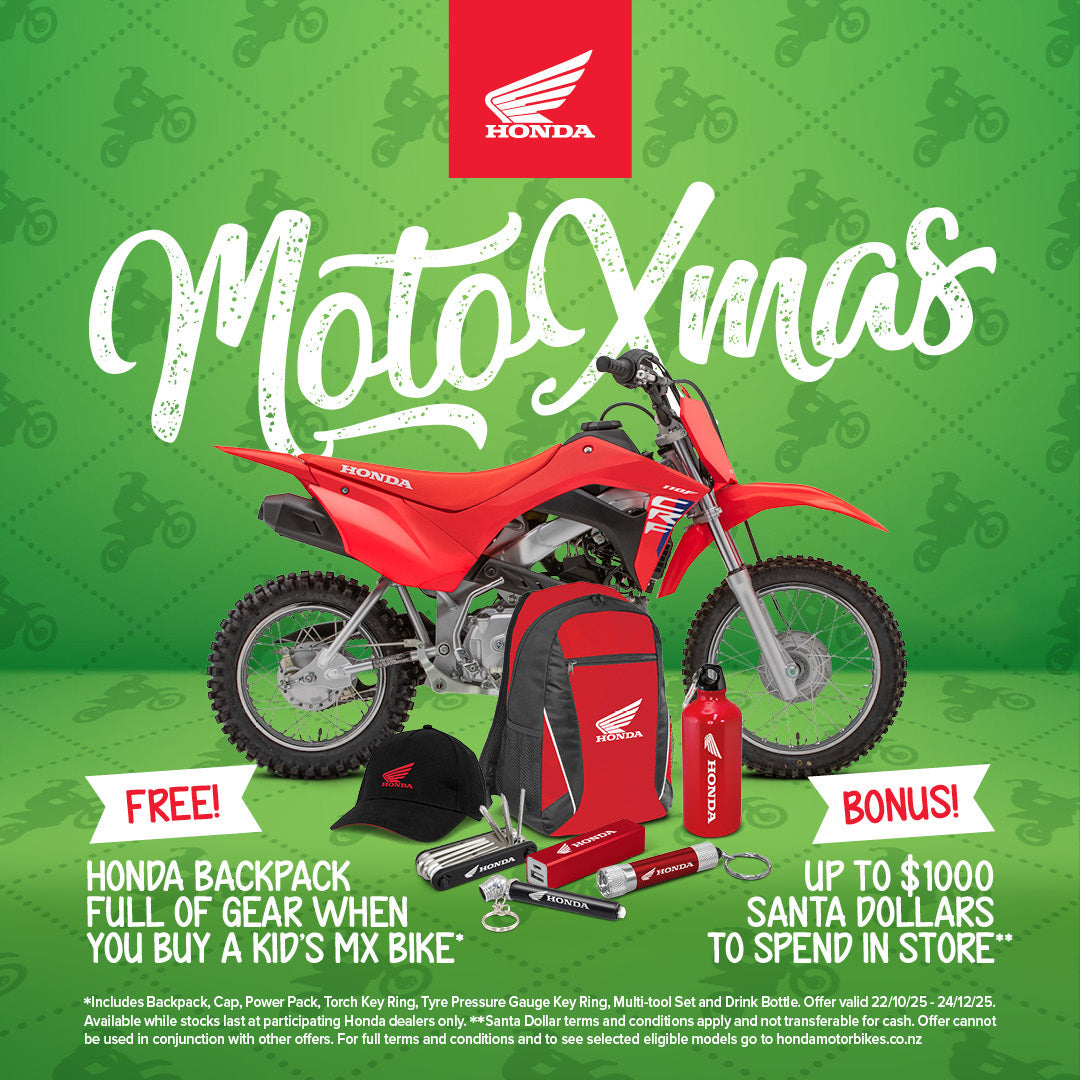 Moto Xmas – Save up to $1,000 on Honda Kids Dirt Bikes + Bonus Backpack!