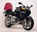 The EVO-12 Bike-Pack Kit by Ventura for the BMW R 1100 S includes a sleek black EVO-12 pack, adjustable Pack-Rack for bikes, and an L-bracket with hardware, each displayed separately on a pristine white background.