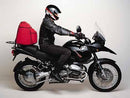 This image showcases a Ventura BMW R 1150 GS Bike-Pack Kit with three components: a black bag labeled "EVO-12 PACK," an Adjustable Pack-Rack, and an L-Bracket with screws, all displayed simply.