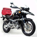 The Ventura EVO-12 Bike-Pack Kit for the BMW R 1150 GS Adventure (02-05) includes a black EVO-12 pack with a zipper closure, an Evo-Rack, and an L-Bracket with mounting hardware and labels, enhancing both style and functionality.