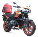 Ventura EVO-12 Bike-Pack Kit for BMW R 1150 R Rockster (03-04), includes black EVO-12 PACK bag, Adjustable Pack-Rack rear rack (EVO-RACK), and L-brackets with screws. Generic image shown.