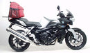 Image shows the Ventura EVO-12 Bike-Pack Kit for BMW K 1200 R (05-08, no factory rear carrier) with EVO-12 pack, adjustable Pack-Rack mounted on a motorcycle, and labeled "L-Bracket" with hardware. Generic image shown.