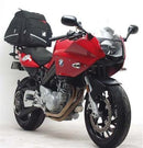 The Ventura EVO-12 Bike-Pack Kit for BMW F800 S (07-09) features a sleek black EVO-12 pack, an Evo-Rack for bike attachment, and an L-Bracket with hardware.