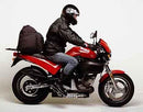 Image of Buell 1200 M2 Cyclone (98-02) featuring a side bag labeled "EVO-12 Pack," an Adjustable Pack-Rack connected with the Evo-Rack system, and mounting hardware showcasing the label "L-Bracket Generic Image," all by Ventura.