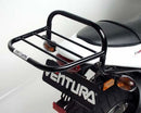 Image showcasing the Ventura Sport-Rack kit for Buell 984 Firebolt XB9R (03-04), featuring a black EVO-12 pack with a zipper and including an Evo-Rack mounted on a bike. The L-Bracket, displayed separately with screws, allows easy attachment.
