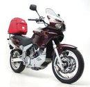 The Ventura EVO-12 Bike-Pack Kit for Cagiva 1000 Navigator Y (00-05) includes a black EVO-12 Pack, adjustable Evo-Rack rear bike rack, and L-Bracket with screws—each item shown with labeled images.