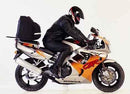 Image shows a Ventura EVO-12 Bike-Pack Kit for Honda CBR 900 RRR/RRS/RRT/RRV, including a black bike-pack, Evo-Rack rear bike rack fitted to the motorcycle, and an L-bracket with mounting hardware. Generic image shown.