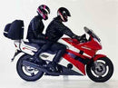 Image of the Ventura EVO-12 Bike-Pack Kit for Honda CBR 1000 FP, FR, FS, FT, FV featuring the EVO-12 pack with an orange stripe, a versatile Evo-Rack, and an L-Bracket. Designed for rear mounting on motorcycles and includes all necessary assembly hardware.