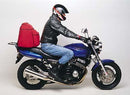 The image features the Ventura EVO-12 Bike-Pack Kit on a Honda CB 400F, highlighting the sleek black EVO-12 Pack with a zipper and strap. An Evo-Rack is mounted on the bike, complementing the included L-Bracket with screws.