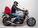 Image of the Ventura EVO-12 Bike-Pack Kit with a black pack attached to a Honda CB 1300 DC/W/X4, featuring an Evo-Rack and L-Bracket with screws, presented as a generic image.