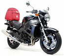 The sleek Ventura EVO-12 Bike-Pack Kit for the Honda CB 1100 SF 1 (2001) includes a compact black pack and durable metal Adjustable Pack-Rack with L-brackets, screws, and wrenches for easy installation, all presented against a crisp white background.