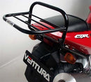 The Ventura EVO-12 Bike-Pack Kit for the Honda CBR 954 RR (02-03) includes a stylish black pack with a logo and orange stripe, mounted on an Adjustable Pack-Rack. It comes with an EVO-Rack, L-bracket, and screws, making it the ultimate biking accessory.