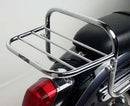 The Ventura EVO-12 Bike-Pack Kit for the Honda VT 1100 C2 Shadow Sabre (01-02) includes a sleek black pack with orange accents, an adjustable Top-Box Rack labeled "EVO-Rack," and an "L-Bracket" with small screws and tools for easy installation.