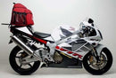 Image showing components for the Ventura EVO-12 Bike-Pack Kit, compatible with Honda VTR 1000 SP-2, RC51/SC45 (02-06). Top left: EVO-12 Pack, sleek black zippered bag. Top right: Evo-Rack, sturdy metal bike rack. Bottom: L-Bracket, durable supports with screws as a generic image.