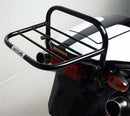 Image showing components for the Ventura EVO-12 Bike-Pack Kit, compatible with Honda VTR 1000 SP-2, RC51/SC45 (02-06). Top left: EVO-12 Pack, sleek black zippered bag. Top right: Evo-Rack, sturdy metal bike rack. Bottom: L-Bracket, durable supports with screws as a generic image.