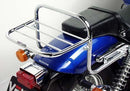 Image showing the Ventura EVO-12 Bike-Pack Kit for Honda VT 750 Shadow (01-02), featuring an EVO-12 pack, Adjustable Pack-Rack mounted on a motorcycle, and L-Bracket with screws labeled as a generic image.