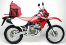 Image of a Ventura EVO-12 Bike-Pack Kit for a Honda XR 650 R3 (2003), including a black "EVO-12 PACK," an Adjustable Pack-Rack, and a set of brackets and screws labeled "L-BRACKET.