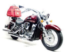 Image displays the Ventura EVO-12 Bike-Pack Kit with a black EVO-12 pack and Adjustable Pack-Rack on a bike seat of a Honda VTX 1300S (2006), next to an L-bracket with screws.