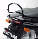 Image of the Ventura EVO-12 Bike-Pack Kit for Honda CBF 250 F (2004), featuring the "EVO-12 Pack" soft bag, an "EVO-Rack" bike rack, and essential metal parts with screws labeled as "L-Bracket," all displayed on a clean white background.