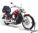The Ventura EVO-12 Bike-Pack Kit for Honda VT 750 C2 Shadow Spirit (07-13) includes a black zippered pack, Adjustable Pack-Rack for your motorcycle, and labeled black L-Brackets with mounting hardware.