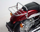 The Ventura EVO-12 Bike-Pack Kit for Honda VT 750 C2 Shadow Spirit (07-13) includes a black zippered pack, Adjustable Pack-Rack for your motorcycle, and labeled black L-Brackets with mounting hardware.