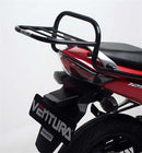 The image displays a Ventura EVO-12 Bike-Pack Kit for Honda CBR 125 RW (07-09), featuring a black EVO-12 Pack with logo, an Adjustable Pack-Rack that securely attaches to the bike, and an L-Bracket with screws. Labels are shown above each item.