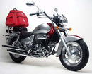 The Ventura EVO-12 Bike-Pack Kit for the Hyosung GV 250 Aquila (05-17) includes three components: a black EVO-12 pack with reflective details, an adjustable EVO-Rack, and an L-Bracket with screws.