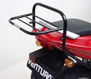 The image showcases a sleek black storage bag labeled "EVO-12 PACK" and the sturdy "EVO-RACK" bike rack, complemented by an L-bracket with screws, all set against a crisp white background. Compatible with the Hyosung GT 650R (06-09) from Ventura.