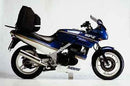 Image of a Ventura Kawasaki GPZ 500 S Bike-Pack Kit in three parts: a sleek black pack with a zip, an Adjustable Pack-Rack mounted on a bike, and an L-bracket with screws, labeled "Generic Image.