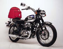 The Ventura EVO-12 Bike-Pack Kit for the Kawasaki W 650 (99-05) includes a black EVO-12 Pack, an innovative Top-Box Rack for easy attachment, and a sturdy L-Bracket with screws, all clearly labeled for hassle-free assembly.