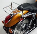 Image displaying a Kawasaki VN 1500 P1 Vulcan Meanstreak (01-04) EVO-12 Bike-Pack Kit by Ventura: top left features a black EVO-12 pack, top right shows an Adjustable Evo-Rack on a bike, and the bottom includes an L-Bracket with screws labeled as a generic image.