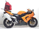 Image of the Ventura EVO-12 Bike-Pack Kit with an Adjustable Pack-Rack for Kawasaki ZX-10R (04-05). Includes an EVO-12 pack bag, EVO-Rack for secure attachment, and L-Bracket with fittings. Components are labeled separately on a white background.