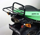 Image showcasing the Kawasaki ZX-6R 636 Bike-Pack Kit by Ventura, featuring an EVO-12 Pack and integrated Evo-Rack on a bike. The kit includes an L-Bracket with screws, all displayed in a dynamic and engaging generic image.