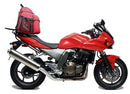 The Ventura EVO-12 Bike-Pack Kit for the Kawasaki Z 750S (2005) includes a sleek black EVO-12 pack, an efficient Evo-Rack, and a versatile L-bracket with screws.
