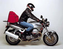 The image showcases the Ventura EVO-12 Bike-Pack Kit for Moto Guzzi 1100 V11 Sport (00-02) featuring three items: a sleek black EVO-12 pack, a sturdy metal Evo-Rack, and an L-Bracket with screws as a generic image.