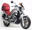 The Ventura EVO-12 Bike-Pack Kit for the Moto Guzzi 750 Breva V750ie (03-10) includes a sleek black EVO-12 pack with logo, an Adjustable Pack-Rack for secure bike mounting, and features an L-bracket and screws.