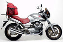 The Ventura EVO-12 Bike-Pack Kit for the Moto Guzzi 750 Breva V750ie (03-10) includes a sleek black EVO-12 pack with logo, an Adjustable Pack-Rack for secure bike mounting, and features an L-bracket and screws.