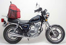 The image shows a sleek black Ventura EVO-12 Bike-Pack with orange accents labeled "EVO-12 Pack," paired with the versatile "Adjustable Pack-Rack." Also included are the sturdy "EVO-Rack" and "L-Bracket Generic Image" for Suzuki GN 250 (83-07).