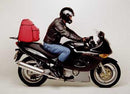 The Ventura EVO-12 Bike-Pack Kit for Suzuki GSX 750 F W - K2 includes the EVO-12 Pack, an adjustable Pack-Rack, and an L-Bracket with screws (generic image) for secure motorcycle installation.