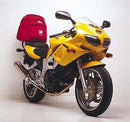 Image showing the Ventura EVO-12 Bike-Pack Kit for Suzuki SV 650S X - K2 (99-02), with EVO-12 pack, Evo-Rack on bike, L-bracket with screws (generic image). Also fits Sport-Rack and Adjustable Pack-Rack systems.