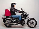 Image showing a Ventura EVO-12 Bike-Pack Kit for Suzuki VL 250 Intruder LC (99-12): includes black EVO-12 pack, Evo-Rack Sport-Rack mounted on bike, and labeled L-Bracket with screws—all on white background with product names.