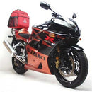Ventura EVO-12 Bike-Pack Kit for Suzuki GSXR 1000 K3, K4 (03-04), shown with a black EVO-12 pack, Sport-Rack attached to the bike, and labeled L-Bracket with mounting hardware on a clean white background.