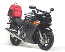 Ventura Suzuki GSX 750 FII K3-K5 (03-05) Bike-Pack Kit includes images of the EVO-12 pack, Evo-Rack mounted on a bike, and an L-Bracket with screws. Each Adjustable Pack-Rack component is clearly labeled.