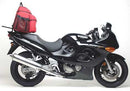 Ventura Suzuki GSX 750 FII K3-K5 (03-05) Bike-Pack Kit includes images of the EVO-12 pack, Evo-Rack mounted on a bike, and an L-Bracket with screws. Each Adjustable Pack-Rack component is clearly labeled.